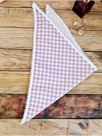 Resim Mufincollection Lila Beyaz Ekose Desenli Kendinden Bağlamalı Pamuklu Bandana 