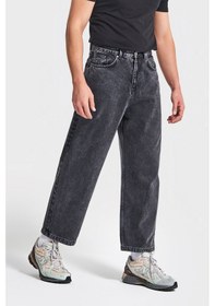 Resim Itsbasic Erkek Füme Renk 3w5-14 Loose Baggy Fit Bol Kesim Cep Nakış Detaylı Denim Jean 