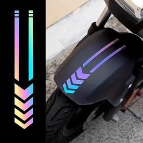 Resim Motorsiklet çıkartmaları ön ve arka kanat süslemesi ok desenli PVC malzeme su geçirmez güneş yansıtıcı araba çıkartmaları motosiklet modifikasyonu dekorasyonu için 