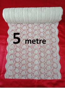 Resim HANK TİCARET 5 Metre Pvc Dantel Raf Sehpa Masa Fiskos Örtüsü Beyaz Gül Desen 