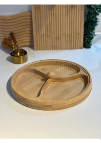 Resim Morponi 3 Bölmeli Akrilik Kapaklı Bambu Çerezlik & Kahvaltılık 28 Cm Alg Bambu 