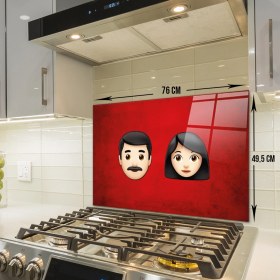 Resim Decorita Emoji Ailesi | Kadın & Erkek | Cam Ocak Arkası Koruyucu | 