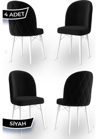 Resim Canisa Bika Serisi 4 Adet Siyah Mutfak Sandalyesi Beyaz Gürgen Ayaklı 1. Sınıf Babyface Kumaş Sandalye Siyah Ayakları Beyaz 