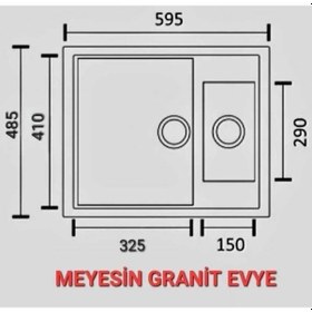 Resim Meyesin ME-62B Granit 1.5 Göz Mutfak Evyesi Beyaz 485 x 595 MM 