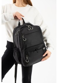 Resim Sanmorris Unisex Çok Bölmeli Suya Dayanıklı Paraşüt Kumaş Laptop Bölmeli Ve Günlük Sırt Çantası 6027 Siyah 