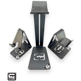 Resim 3'lü Seyahat Seti Kulaklık Gamepad Telefon Ve Tablet Tutucu Metal Standı 