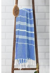 Resim Sultan Peştemal Havlu 100 Pamuklu Deniz Plaj Banyo Peştemali 100x180 Cm Mavi 