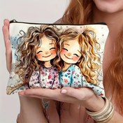 Resim 1 adet Sevimli Kızlar Makyaj Çantası - Canlı Karikatür Tasarımı, Taşınabilir Polyester Kozmetik Çantası Seyahat, Tatil, İş, Fitness ve Kamp için, Seyahat Makyaj Çantası | Karikatür Makyaj Çantası | Pozisyonlama Baskısı, Sevimli Makyaj Çantası 