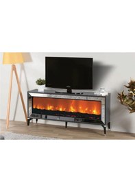 Resim Antrasit Şömineli Bera Tv Sehpası Antrasit 