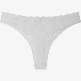 Resim Penti Kırık Beyaz Lace Dantel Tanga Külot 