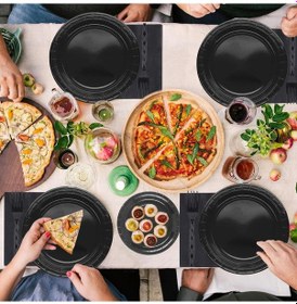 Resim Pastel Siyah Renk Lisanslı Doğum Günü Parti Tabağı Tek Kullanımlık Karton Tabak 8 Li Paket 