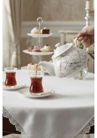 Resim Mermer Desenli Porselen Demlik 750ml Beyaz 