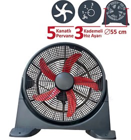 Resim Go İthalat 22 inç 55cm Metal Masa Altı & Duvar Tipi Vantilatör 3 Kademe 5 Kanat Sessiz İç Mekan Fan vantilatör 
