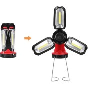 Resim Şarjlı Katlanabilir 3 Xcob LED + 3W LED Çok Fonksiyonlu Kamp Feneri P-8801 