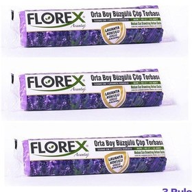 Resim Florex 40 Litre Büzgülü Lavanta Kokulu Çöp Torbası Poşeti / 55 x 60 CM - 10 Adetlik 3 Rulo 