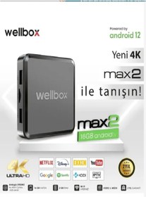 Resim wellbox 4K Uydu Alıcısı Android Tv Box, Tvbox Media Player, 12 Max2 model, 2gb Ram 16gb Hafıza Android 12 