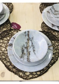 Resim Keramika 18 Parça 6 Kişilik Yemek Takımı Mermer Kera Art 