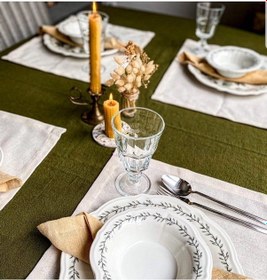 Resim Wellstil Doku Organik Ham Keten Amerikan Servisi 4'lü 35 x 45 Krem 