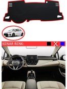 Resim Torpido Koruma Halısı Siyah Kenar Renk Kırmızı Toyota Coralla 2019-2021 İle Uyumlu 