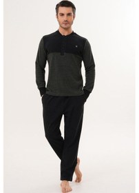 Resim Mecit Pijama Mecit 2999 Yeşil-siyah Selanik Kumaş Kışlık Erkek Pijama Takımı Siyah 