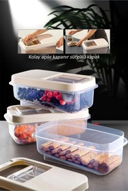 Resim ÖYKÜ VE YİĞİT Sürgülü Kapaklı 5 LT Erzak Bakliyat Un Şeker Saklama Kabı 