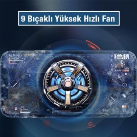 Resim Coofbe Mıknatıslı Radyatörlü Kablolu Telefon Soğutma Fanı, 9 Bıçaklı Ultra Hızlı Telefon Soğutucu 