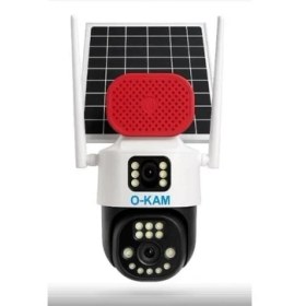 Resim O-Kam 7015 3 Lens Siren + Mikrofon + Hoparlör Wifi Solar Güneş Panelli Kamera 