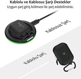 Resim Microsonic Apple AirPods Pro için Askılı Mat Silikon Kılıf Lacivert [AirPods Pro ile Uyumlu Kılıf - Lacivert] 