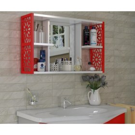 Resim Remaks Terek Remaks Aynalı Banyo Dolabı Kırmızı 