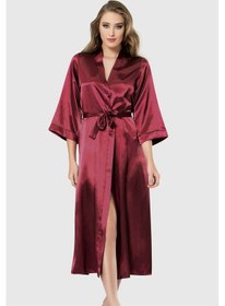Resim Aria's Closet Arias Closet Bordo Uzun Saten Sabahlık Bordo 