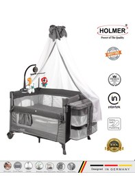 Resim Holmer Coolstyle Premium Cibinlikli Dönenceli Anne Yanı Oyun Parkı Beşik 70x110cm Koyu Gri 