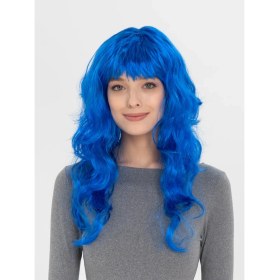 Resim Kuzgun Ticaret Mavi Renk Uzun Dalgalı Parti Peruğu 