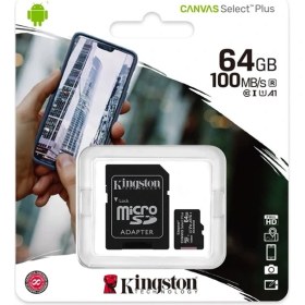 Resim Kingston 64GB Microsd Canvas (100MB/S Okuma - Yazma) Yüksek Hızlı Microsd Kart SDCS2/64GB 
