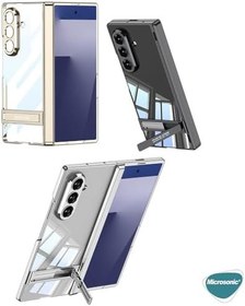 Resim Microsonic Samsung Galaxy Z Fold 7 için Kılıf Clarity Stand Gold [Galaxy Z Fold 7 ile Uyumlu Kılıf - Gold] 