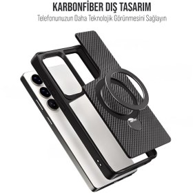 Resim Hype Store Karbon Fiber Materyal Stand Özellikli Lens Çerçeveli ve Sararmayan Güçlü Darbe Emici Premium Kılıf ( 