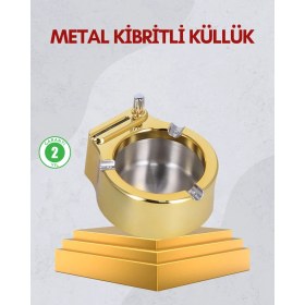 Resim Epilons Paslanmaz Çelik Küllük Çakmaklı Masa Üstü Kullanım 