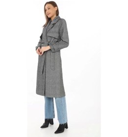 Resim Kadın Balık Sırtı Kaşmir Uzun Kaşe Kaban - Boyalı Gri Boyalı Gri 