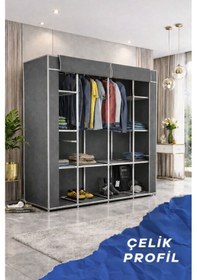 Resim Teknor-prado Geniş Hacimli Metal Çift Askılı Gardrop Bez Dolap Gri Gri 