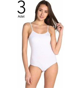 Resim Tutku Kadın Beyaz 3'lü Paket Ip Askılı Likralı Kancalı Çıtçıtlı Body 001 