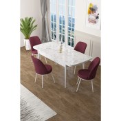 Resim Canisa Concept Zen Serisi Mdf Açılabilir Mutfak Masası Takımı ,beyaz Mermer Desen Masa + 4 Adet Sandalye 