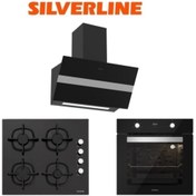 Resim Silverline Siyah Cam Ankastre Set (3472 Bold 60+cs5343b01+bo6502b02) 