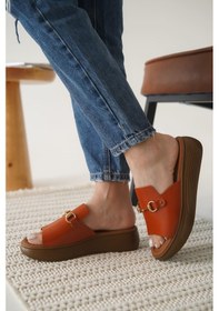 Resim Nelly Kiremit Hakiki Deri Terlik Çok Renkli 