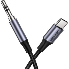 Resim Ugreen USB Type-C – 3.5mm Aux Ses Kablosu, Huawei ve Tüm Uyumlu Cihazlar için, 1 m Örgülü Dayanıklı, Hızlı Şarj Özellikli 