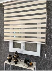 Resim İthal Bambu Zebra Stor Perde Eteği Düz (1.Kalite Alüminyum Kasa Metal Ayak TYCPJZQLJN169323562868706, Krem Rengi, 110 x 200 