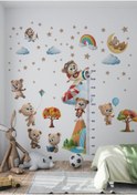 Resim Sevimli Ayıcık Temalı Boy Ölçerli Duvar Sticker Seti - Mat, Sökülebilir, Çocuk Odası Dekoru 010 - Mat Beyaz 
