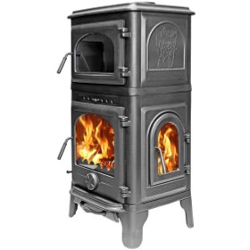 Resim Volkan V-58C Üç Camlı Yan Kapak Fırınlı Döküm Şömine Soba 