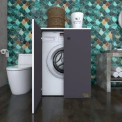 Resim Kenzlife çamaşır makinesi dolabı kapaklı tatyana gri 90*70*60 banyo ofis kapaklı arkalıksız 