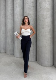 Resim Lacivert Cep Düğme Detaylı Pantolon Lacivert 