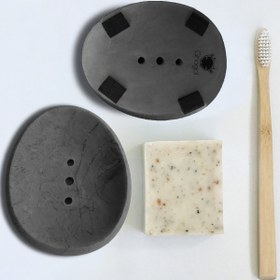 Resim Ghogol Home Eliptik Beton Sabunluk - Koyu Gri 