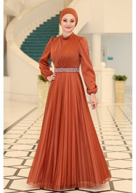 Resim Raika Moda Parıltılı Dila Tesettür Büyük Beden Abiye Soğan Kabuğu 